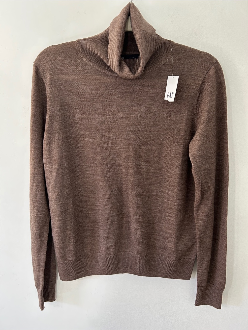GAP Merino Wool Turtleneck Sweater Women's Brown Medium Minimalist Lightweight